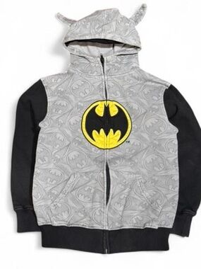 Y2K Batman Embroidered Graphic Baby Cropped Zip Up Hoodie